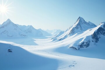 Fototapeta premium Frosty snow-covered hills in the Antarctic wilderness, antartica, cold