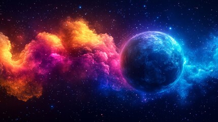 Fototapeta premium VibrantCosmicNebulaSpaceFantasyArtCelestialBackground