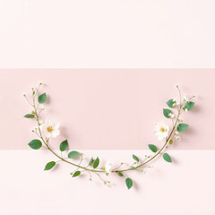 Fototapeta premium Paper with flower branch frame