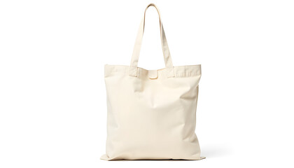 Beige canvas tote bag with  handles, on a white background, use for carrying everyday essentials, or for shopping