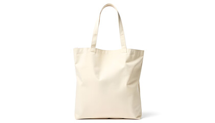 Beige canvas tote bag with  handles, on a white background, use for carrying everyday essentials, or for shopping
