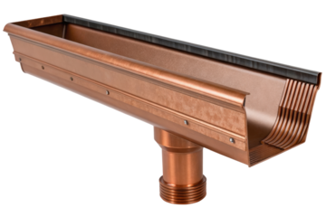 Copper rain gutter isolated with transparent background