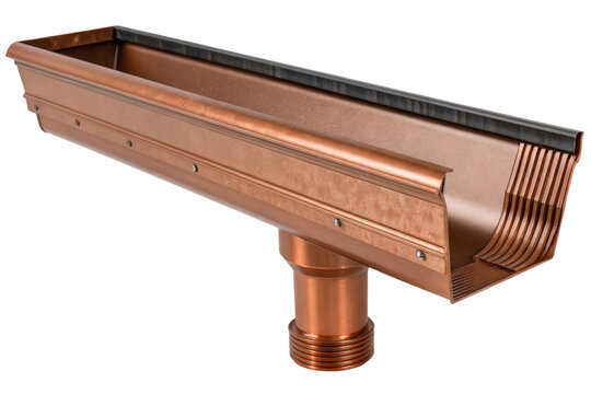 Copper rain gutter isolated with transparent background