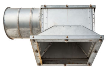 Metal ventilation duct isolated with transparent background