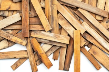 A pile of wooden sticks resting on a table
