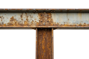 Rusty metal industrial beam isolated with transparent background