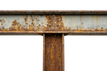 Rusty metal industrial beam isolated with transparent background