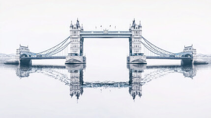 Naklejka premium Surreal Reflection of Tower Bridge in Water - London Landmark Concept