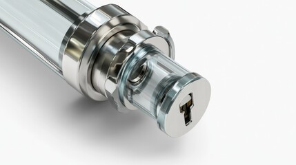A close-up shot of a metal object on a white surface, ideal for use in product photography or as a design element