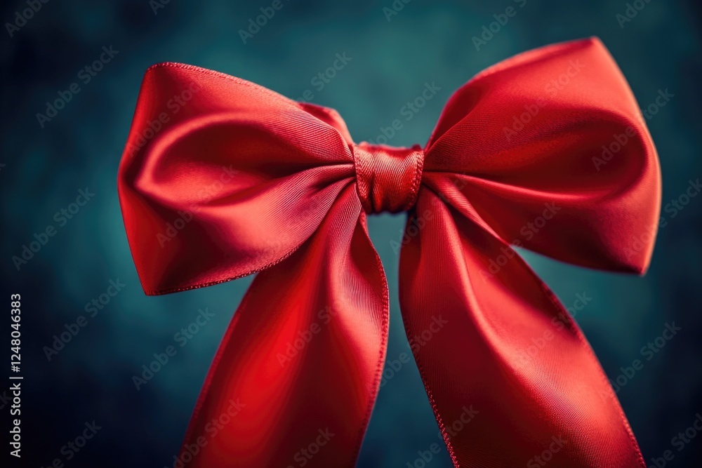 Poster a simple and bold red bow sits alone on a dark black background