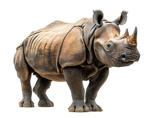 Obraz premium Rhino, standing, zoo, isolated white background