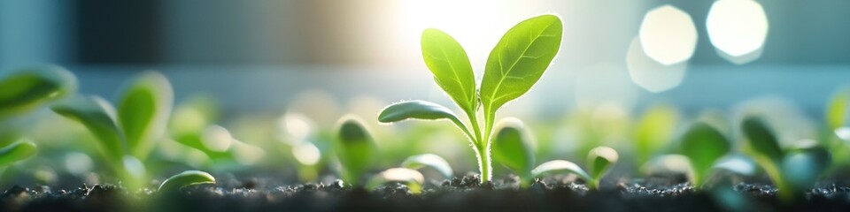 Naklejka premium A close-up shot of a plant sprouting from the earth, showcasing its tender growth