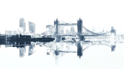 Fototapeta premium Surreal Reflection of Tower Bridge in Water - London Landmark Concept
