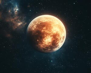 Obraz premium Fiery Moon in Cosmic Night Sky