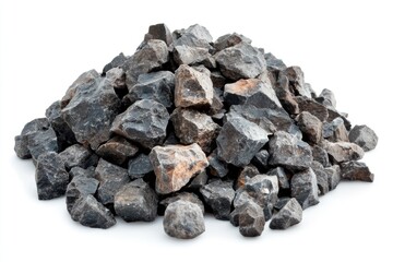 A pile of rocks on a white surface