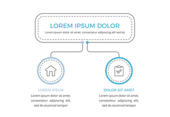 Minimalistic flow chart infographic template with 2 elements, vector eps10 illustration