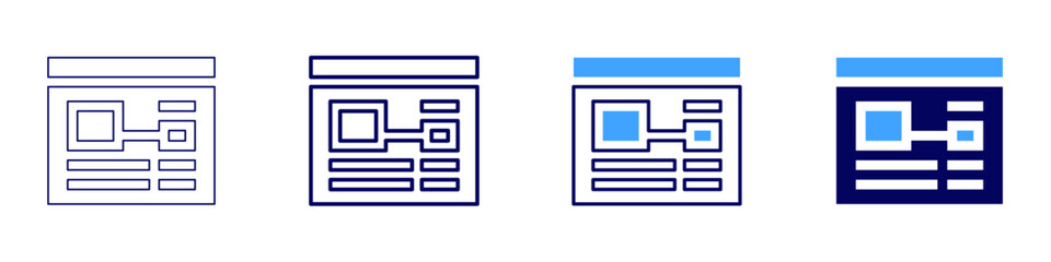 Backend architecture icon in 4 different styles. Thin Line, Line, Bold Line, Duotone. Duotone style. Editable stroke