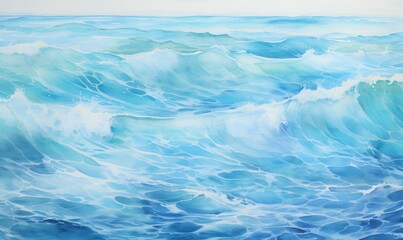 Obraz premium waves calm caribbean water ocean watercolor, Generative AI