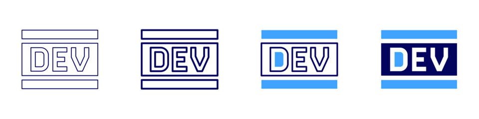 Data management development icon in 4 different styles. Thin Line, Line, Bold Line, Duotone. Duotone style. Editable stroke