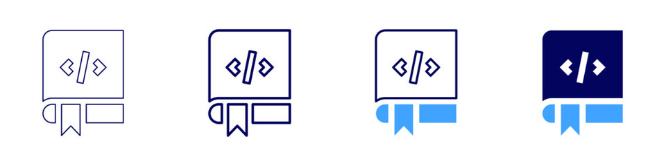 Data science development icon in 4 different styles. Thin Line, Line, Bold Line, Duotone. Duotone style. Editable stroke