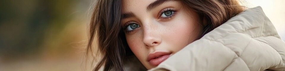 Obraz premium A close-up shot of a person wearing a jacket