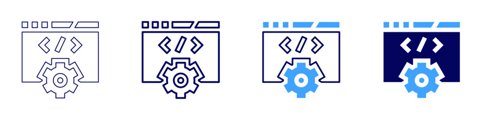 Security software development icon in 4 different styles. Thin Line, Line, Bold Line, Duotone. Duotone style. Editable stroke