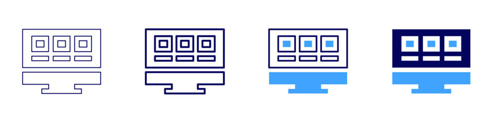 Remote work development icon in 4 different styles. Thin Line, Line, Bold Line, Duotone. Duotone style. Editable stroke