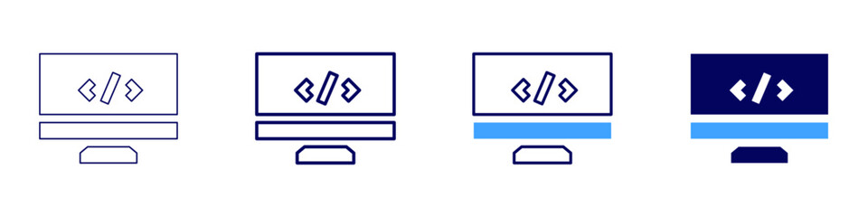 Software automation icon in 4 different styles. Thin Line, Line, Bold Line, Duotone. Duotone style. Editable stroke