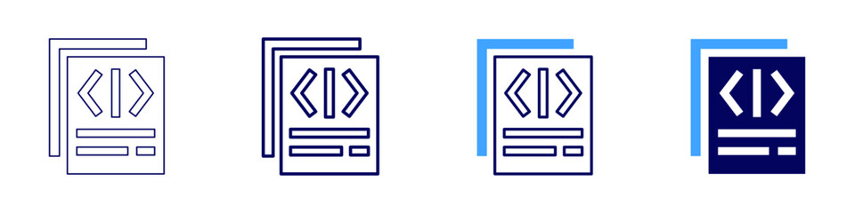 Software solutions development icon in 4 different styles. Thin Line, Line, Bold Line, Duotone. Duotone style. Editable stroke