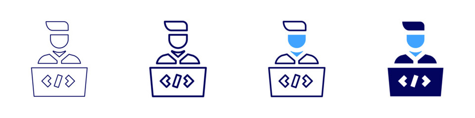 Team development icon in 4 different styles. Thin Line, Line, Bold Line, Duotone. Duotone style. Editable stroke