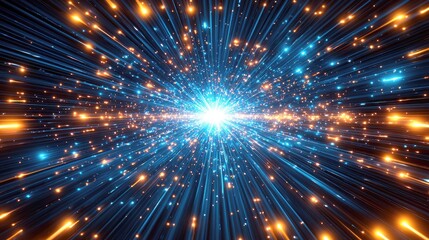 Fototapeta premium Cosmic Burst: An Abstract Exploration of Light Speed and Stellar Energy