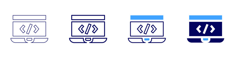 Video game development icon in 4 different styles. Thin Line, Line, Bold Line, Duotone. Duotone style. Editable stroke