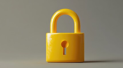 Naklejka premium Yellow Padlock on Gray Background