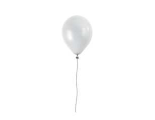 Realistic white balloon isolated on transparent background