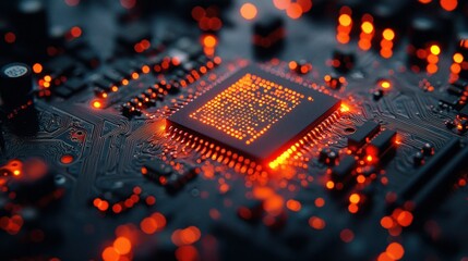 Illuminated CPU on Circuit Board (6)