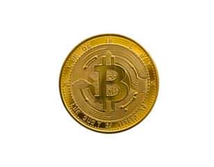 Bitcoin gold coin isolated on transparent background