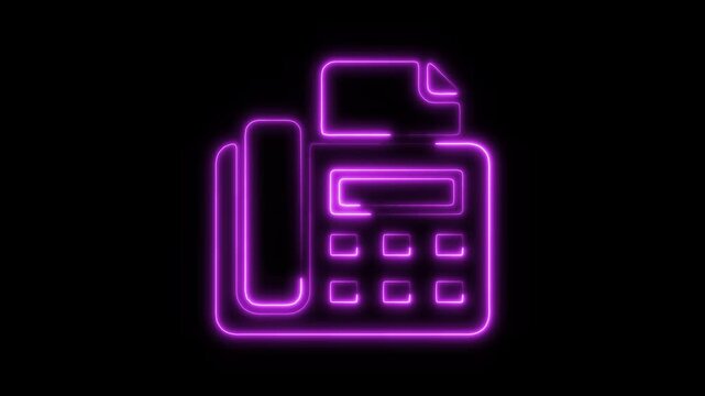 Glowing Neon Fax Icon Isolated, Digital Communication Symbol, Office Document Transfer, Retro Technology, and Messaging