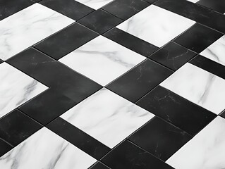 Black white marble tile floor (1)