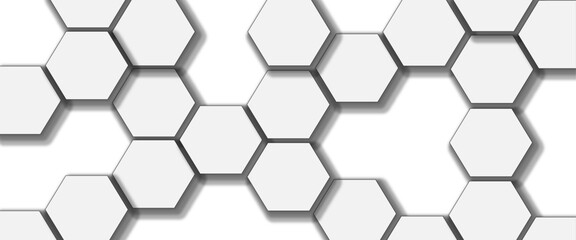 Abstract white hexagon pattern background. Abstract hexagon technology design background. Futuristic honeycomb mosaic white background. Vector . 