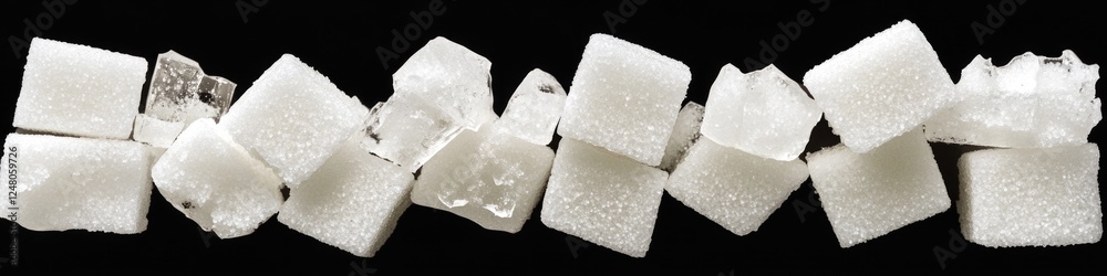 Poster a close-up of sugar cubes on a dark background