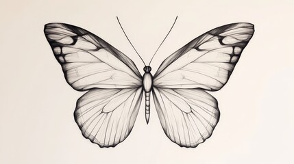 Obraz premium Minimalist Geometric Butterfly Tattoo Design with Intricate Line Work