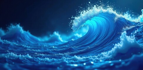 Deep blue liquid spectrum with swirling vortex, marine, chaotic