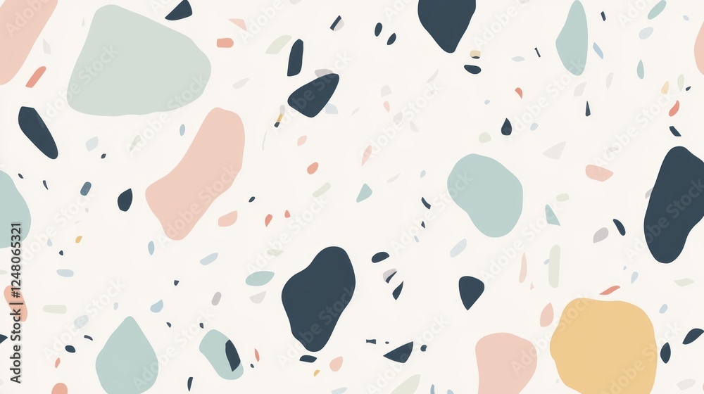 Poster the design features a chic terrazzo pattern showcasing an array of neutral tones blended with soft p