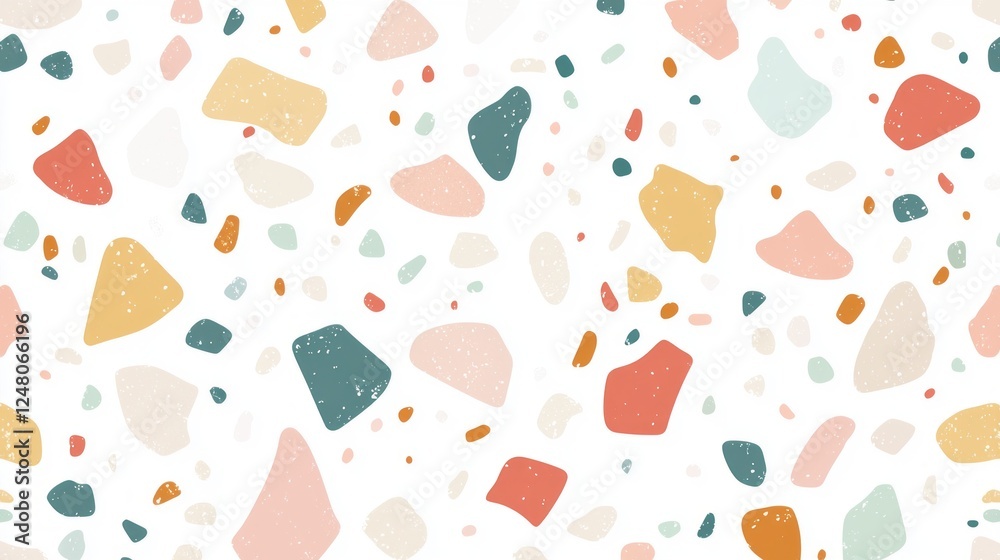 Poster This unique terrazzo pattern features soft edges and a harmonious blend of neutral colors and pastels, perfect for modern decor and design projects
