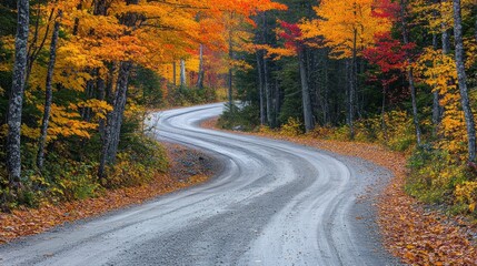 Fototapeta premium Winding Road Through Autumn Foliage