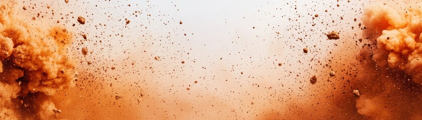 Obraz premium A dramatic explosion creates a cloud of dust and debris, evoking a sense of chaos and power in a vibrant orange hue.