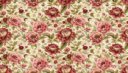 hand drawn classic floral seamless pattern wallpaper