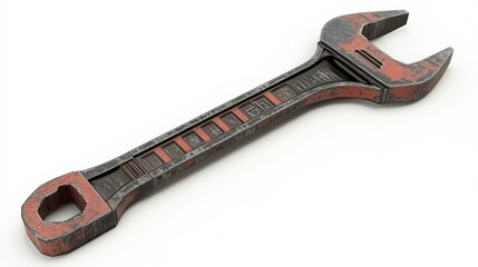Obraz premium A Detailed Wrench: The image showcases a close-up shot of a meticulously crafted wrench. The rugged texture and color of the wrench speaks of its use in challenging environments