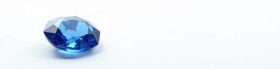 Small blue sapphire gemstone isolated on white background, blue, sapphire, single