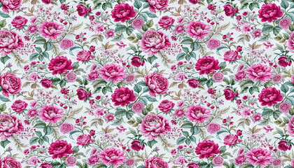 Fototapeta premium hand drawn classic floral seamless pattern wallpaper